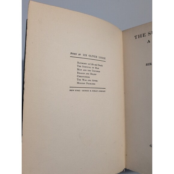 The Survival of Man – Sir Oliver Lodge – 1920 George H. Doran Paranormal Book - Picture 7 of 12
